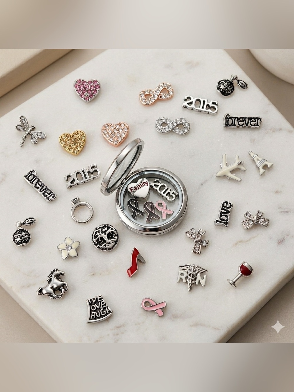 South Hill Designs Floating Locket Charm Lot of 27 Various Styles Charms Only